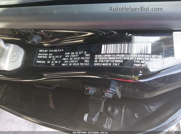 ZFBCFXBT1GP366842 2016 FIAT 500X Black ძრავის განყოფილების ხედი