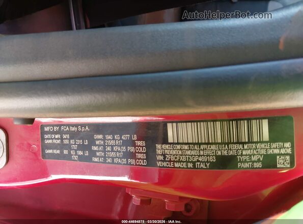 ZFBCFXBT3GP469163 2016 FIAT 500X Red Вид підкапотного простору