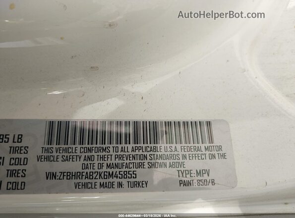 ZFBHRFAB2K6M45855 2019 RAM PROMASTER CITY White Вид підкапотного простору