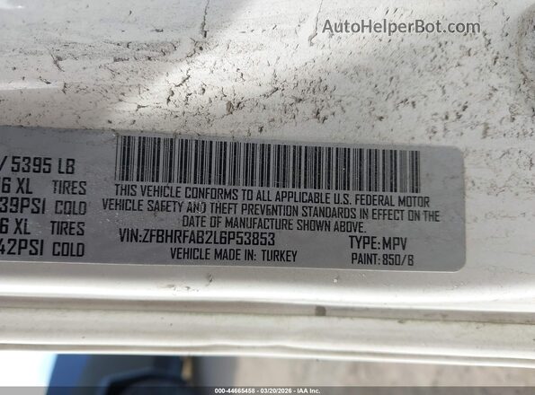 ZFBHRFAB2L6P53853 2020 RAM PROMASTER CITY White Vista del compartimento del motor