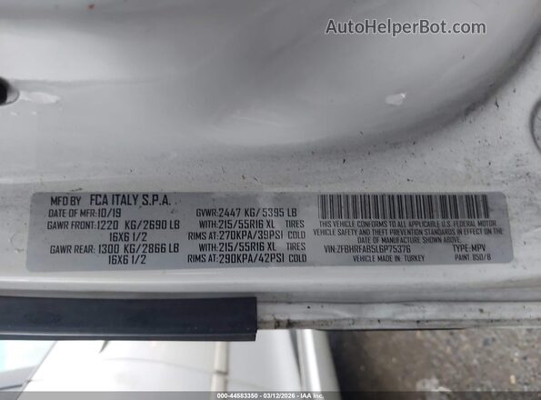 ZFBHRFAB5L6P75376 2020 RAM PROMASTER CITY White ძრავის განყოფილების ხედი