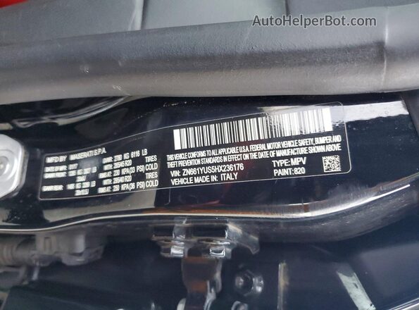 ZN661YUS5HX236176 2017 MASERATI LEVANTE Black VIN კოდის სტიკერის ხედი