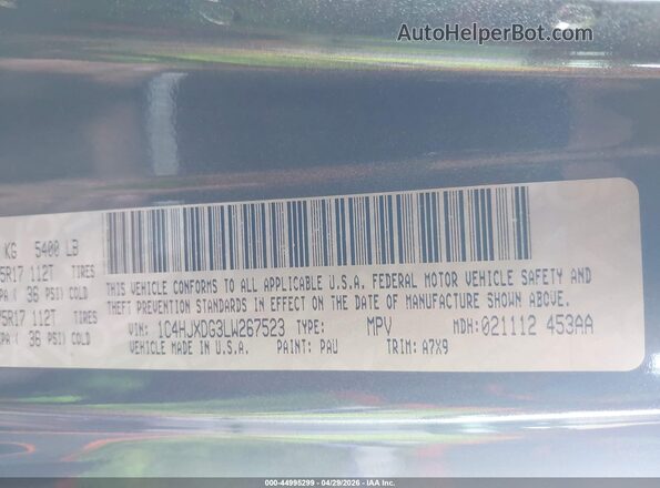 1c4hjxdg3Lw267523 2020 JEEP WRANGLER Серый 