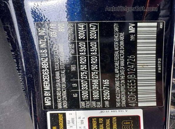 4JGDF6EE5JB124726 2018 MERCEDES-BENZ GLS Blue Rear interior view
