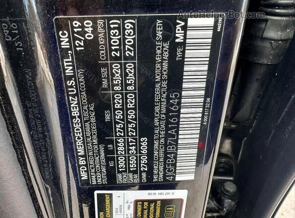 4JGFB4JB7LA161645 2020 MERCEDES-BENZ GLE-CLASS Black Вид задньої частини салону