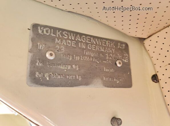 1201848 1964 VOLKSWAGEN VAN Gray VIN კოდის სტიკერის ხედი