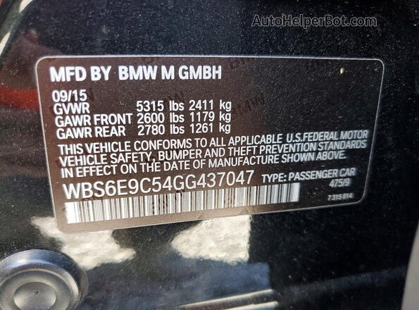 WBS6E9C54GG437047 2016 BMW M6 Black 