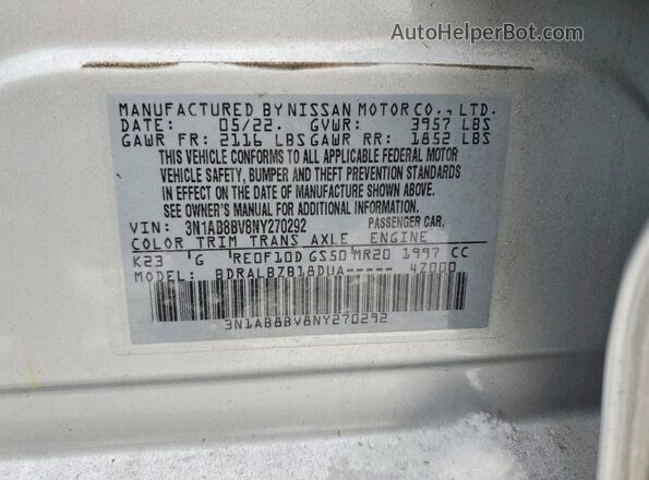 3N1AB8BV8NY270292 2022 NISSAN SENTRA Серебряный 