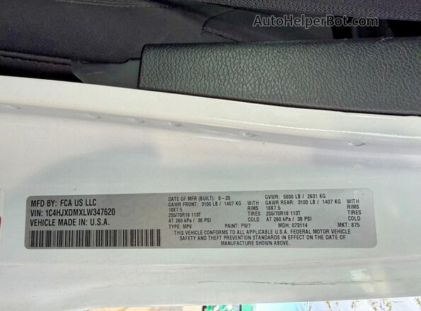 1C4HJXDMXLW347620 2020 JEEP WRANGLER White 