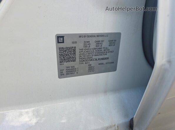 1GKS1GKC5LR286809 2020 GMC YUKON White უკანა სალონის ხედი
