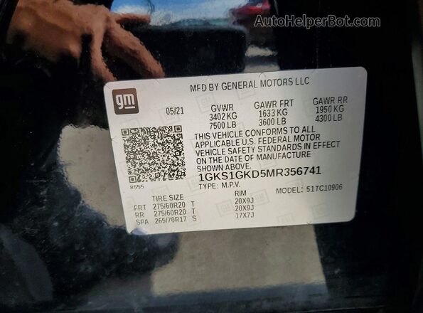 1GKS1GKD5MR356741 2021 GMC YUKON Black 