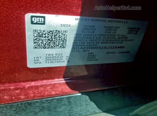 5GAERBRS1SJ115460 2025 BUICK ENCLAVE Red 
