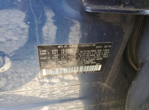 4S4WMAJD1K3458522 2019 SUBARU ASCENT Синий Панорамный вид салона 360°