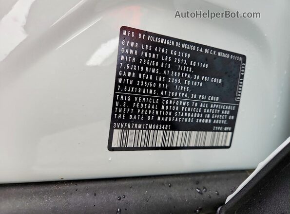 3VVFR7RM1TM063481 2026 VOLKSWAGEN TIGUAN White 