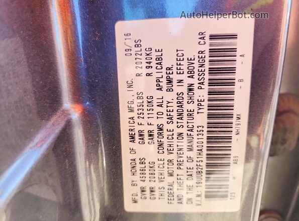 19UUB2F51HA001353 2017 ACURA TLX Gray ძრავის განყოფილების ხედი