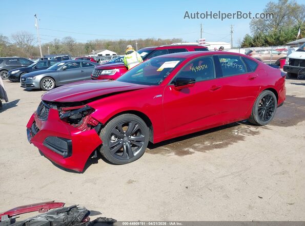19UUB5F54MA013301 2021 ACURA TLX Red Առջևի ձախ երեք քառորդ տեսարան