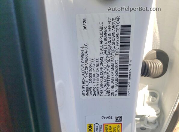 19UUB6F59SA004872 2025 ACURA TLX Белый Вид подкапотного пространства