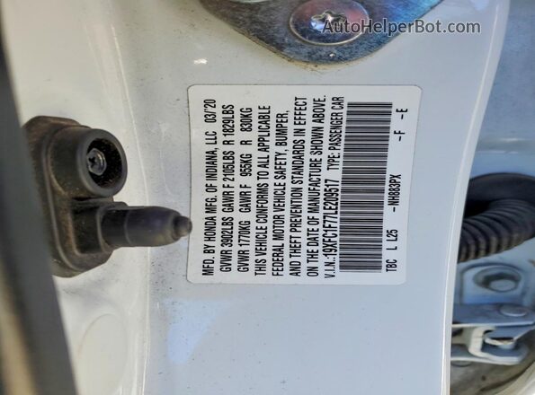 19XFC1F77LE209517 2020 HONDA CIVIC White VIN կոդի պիտակի տեսք