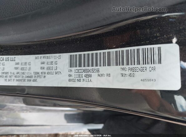 1C3CCCAB3GN152166 2016 CHRYSLER 200 Black Engine compartment view