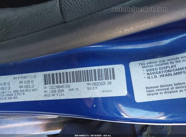 1C3CCCAB6HN511642 2017 CHRYSLER 200 Blue Շարժիչի բաժամունքի տեսք