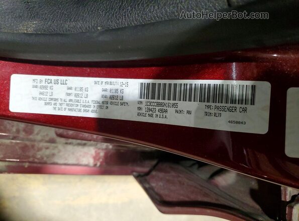 1C3CCCBB8GN161055 2016 CHRYSLER 200 Red Vista del compartimento del motor