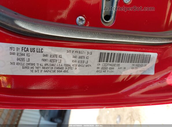 1C3CDFFA4GD821095 2016 DODGE DART Red Widok komory silnika