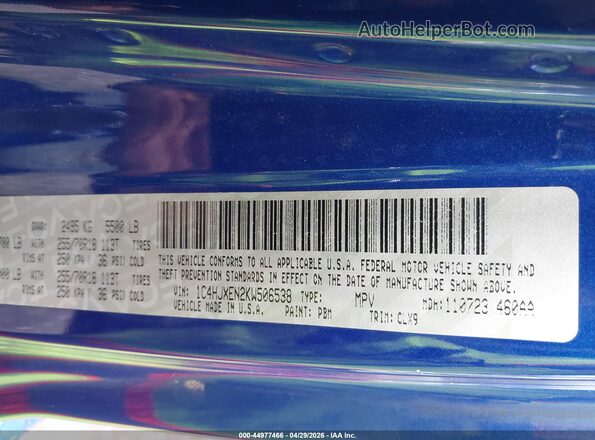 1C4HJXEN2KW506538 2019 JEEP WRANGLER UNLIMITED Blue 