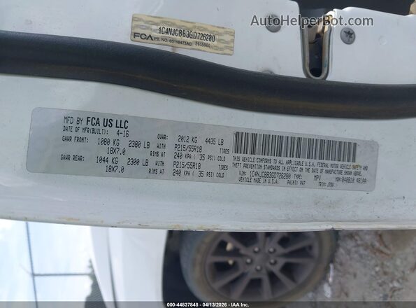 1C4NJCBB3GD726280 2016 JEEP COMPASS White Շարժիչի բաժամունքի տեսք