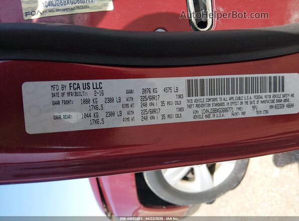 1C4NJDBBXGD686771 2016 JEEP COMPASS Красный Вид подкапотного пространства