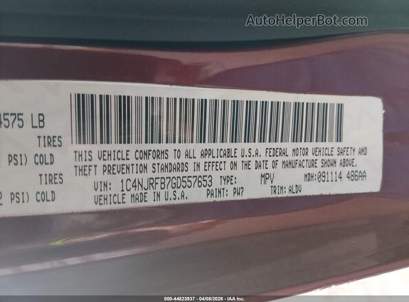 1C4NJRBB0GD685920 2016 JEEP PATRIOT Maroon Engine compartment view