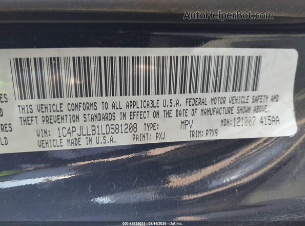 1C4PJLLB1LD581208 2020 JEEP CHEROKEE Black Engine compartment view