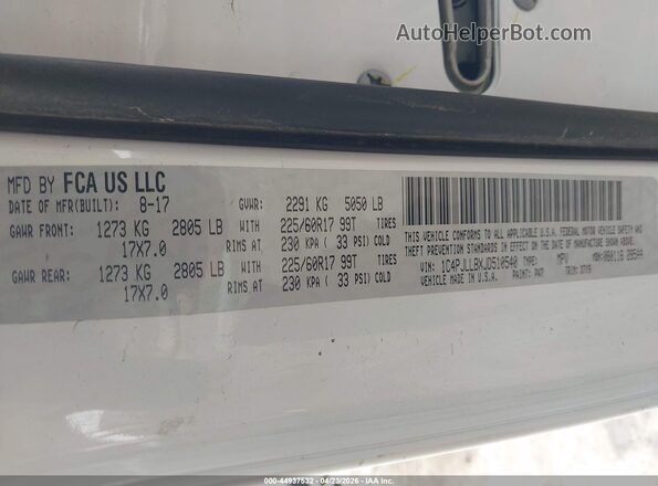 1C4PJLLBXJD510540 2018 JEEP CHEROKEE White Vista del compartimento del motor