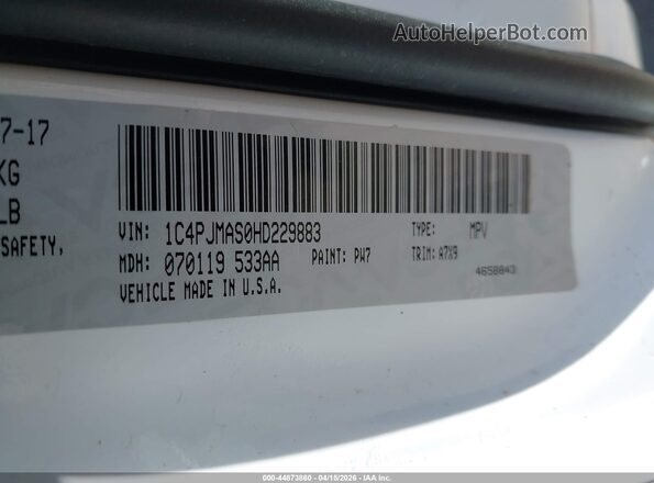 1C4PJMAS0HD229883 2017 JEEP CHEROKEE White ძრავის განყოფილების ხედი