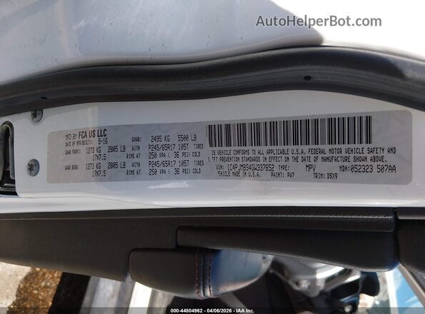 1C4PJMBS4GW337652 2016 JEEP CHEROKEE White Вид підкапотного простору