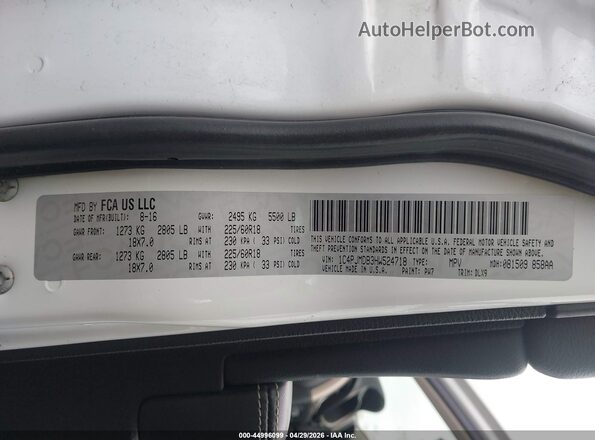 1C4PJMDB3HW524718 2017 JEEP CHEROKEE Белый Вид подкапотного пространства
