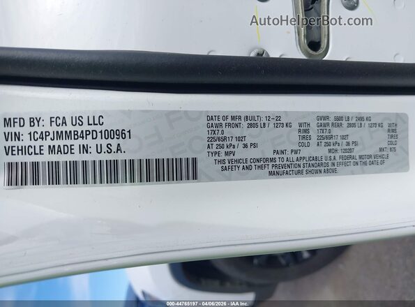 1C4PJMMB4PD100961 2023 JEEP CHEROKEE White Շարժիչի բաժամունքի տեսք
