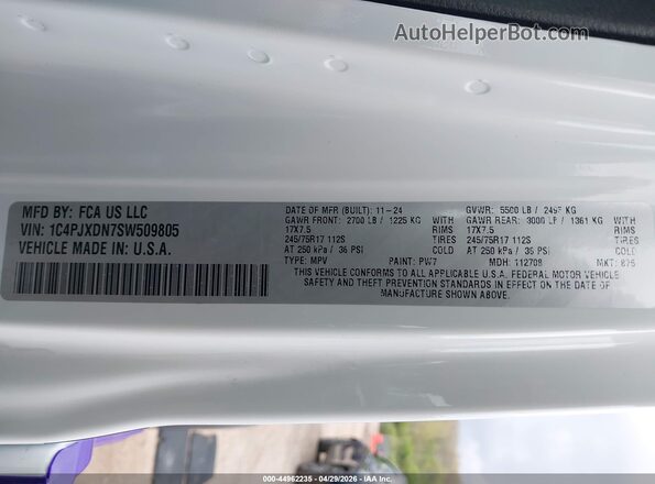 1C4PJXDN7SW509805 2025 JEEP WRANGLER White Շարժիչի բաժամունքի տեսք
