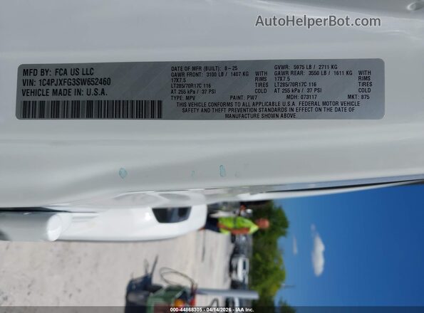 1C4PJXFG3SW652460 2025 JEEP WRANGLER White ძრავის განყოფილების ხედი