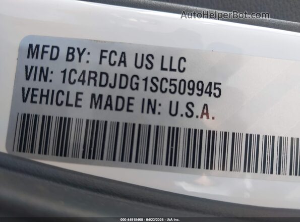 1C4RDJDG1SC509945 2025 DODGE DURANGO White Widok komory silnika