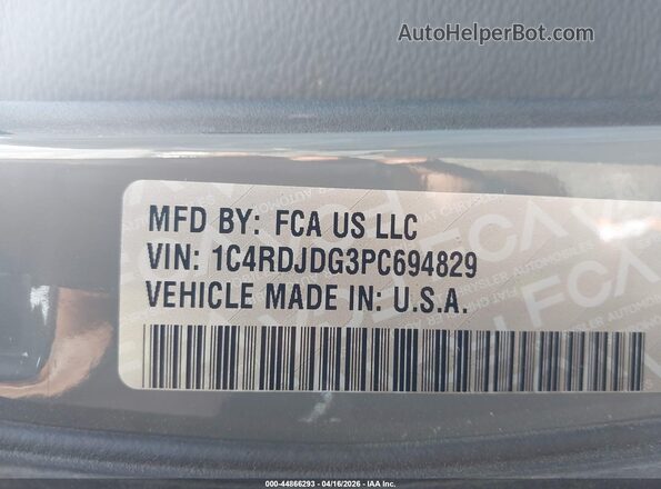 1C4RDJDG3PC694829 2023 DODGE DURANGO Gray Вид підкапотного простору