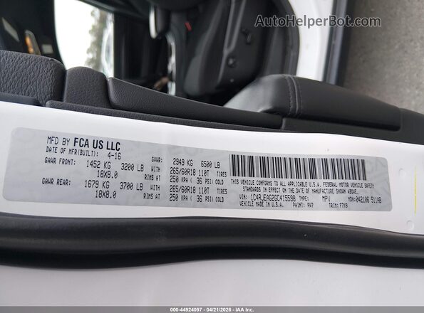 1C4RJEAG2GC415598 2016 JEEP GRAND CHEROKEE White Вид підкапотного простору