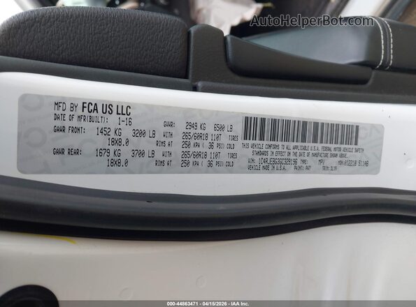 1C4RJEBG3GC329196 2016 JEEP GRAND CHEROKEE White Շարժիչի բաժամունքի տեսք