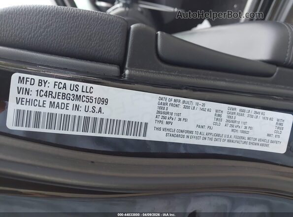 1C4RJEBG3MC551099 2021 JEEP GRAND CHEROKEE Black 