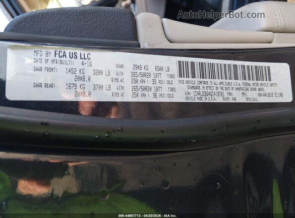 1C4RJEBG4GC418761 2016 JEEP GRAND CHEROKEE Black ძრავის განყოფილების ხედი