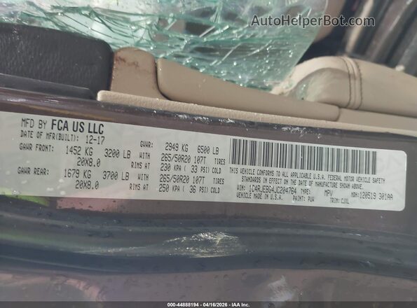 1C4RJEBG4JC204764 2018 JEEP GRAND CHEROKEE Brown ძრავის განყოფილების ხედი