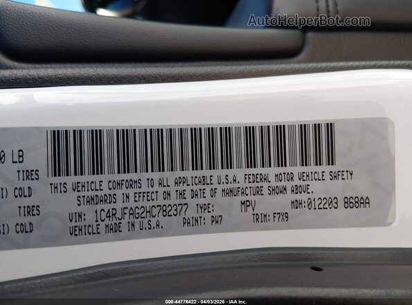 1C4RJFAG2HC782377 2017 JEEP GRAND CHEROKEE Белый 
