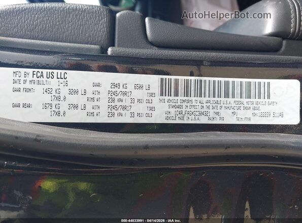 1C4RJFAGXGC304321 2016 JEEP GRAND CHEROKEE Black Engine compartment view