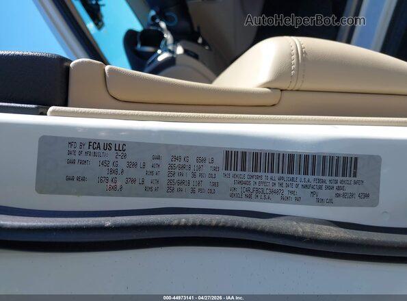 1C4RJFBG3LC304072 2020 JEEP GRAND CHEROKEE White Շարժիչի բաժամունքի տեսք