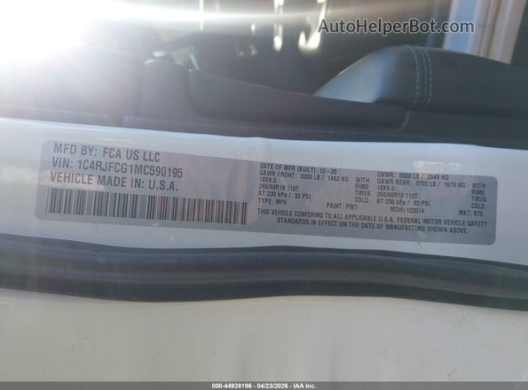 1C4RJFCG1MC590195 2021 JEEP GRAND CHEROKEE White ძრავის განყოფილების ხედი
