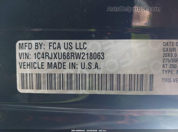 1C4RJXU68RW218063 2024 JEEP WRANGLER Black Вид підкапотного простору